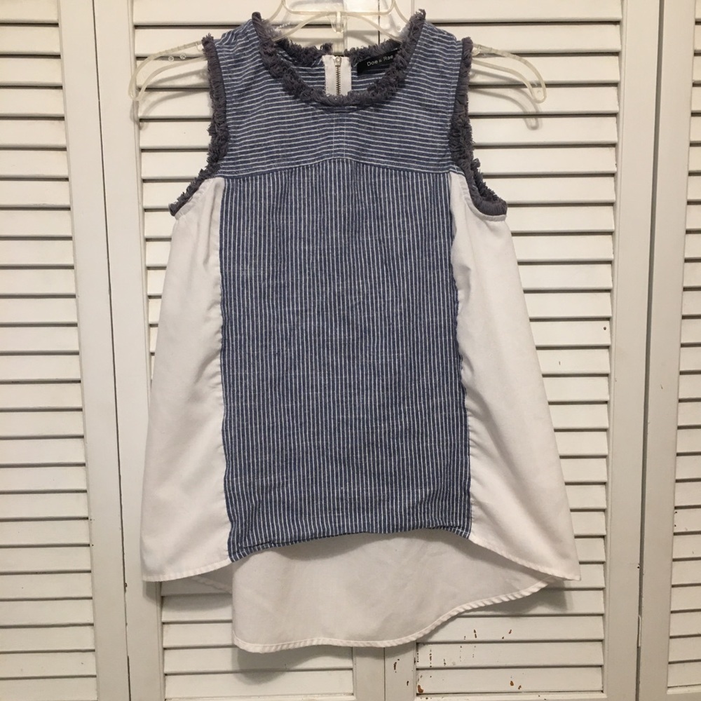 Doe & Rea Blue And White Striped Sleeves Blouse